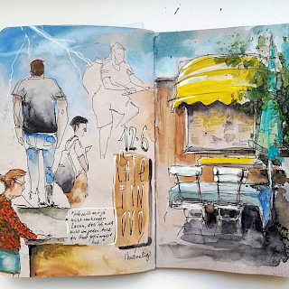 Locker zeichnen und spielerisch aquarellieren